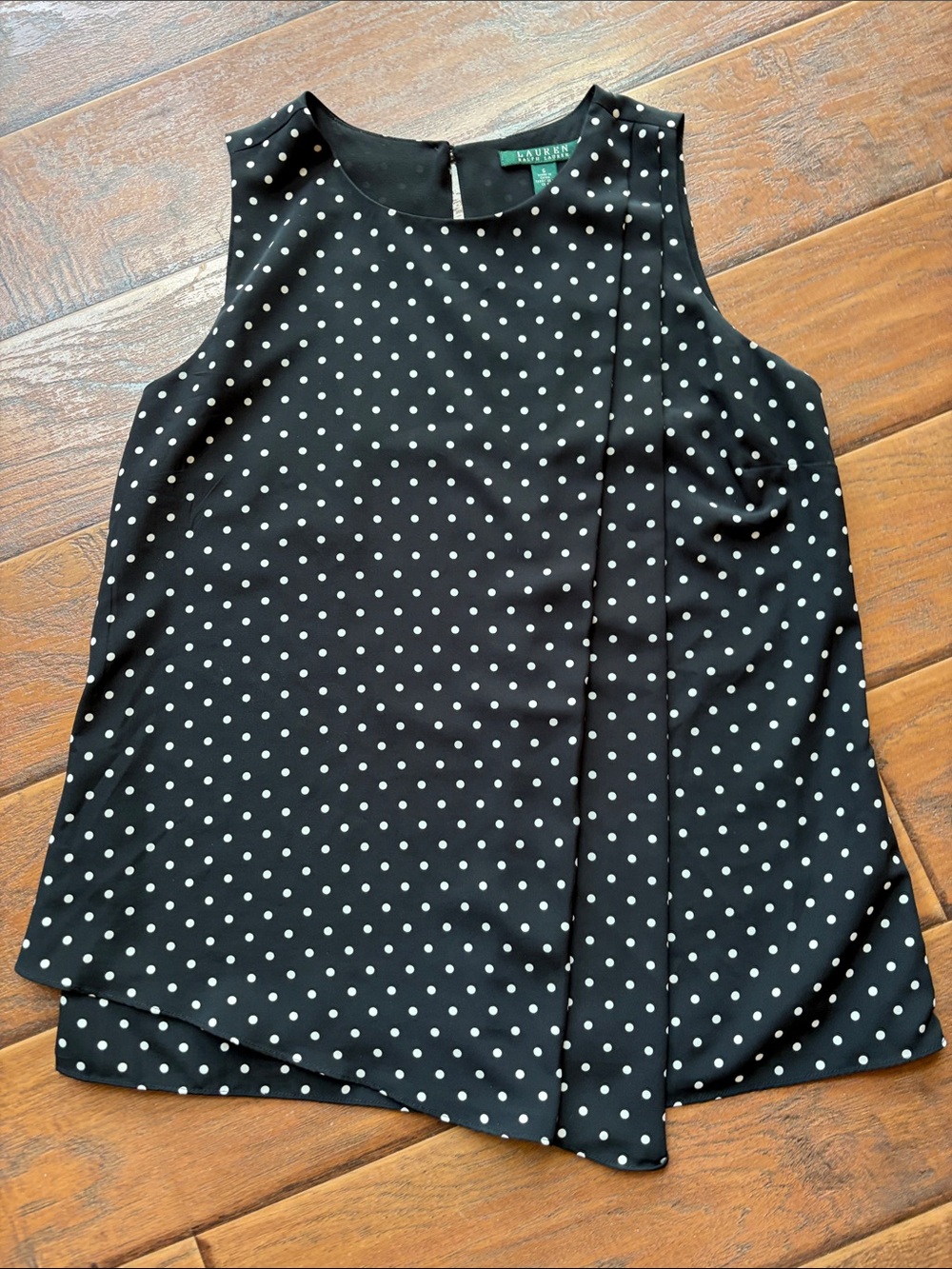 Lauren Ralph Lauren Black and White Polka Dot Sleeveless Camisole - Size 6